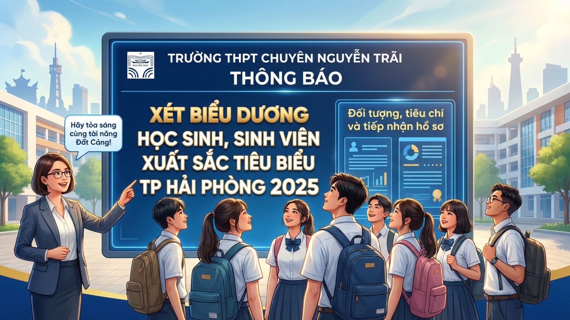 Thông báo: Đối tượng, tiêu chí và tiếp nhận hồ sơ đề nghị, xét biểu dương học sinh, sinh viên xuất sắc tiêu biểu thành phố Hải Phòng năm 2025